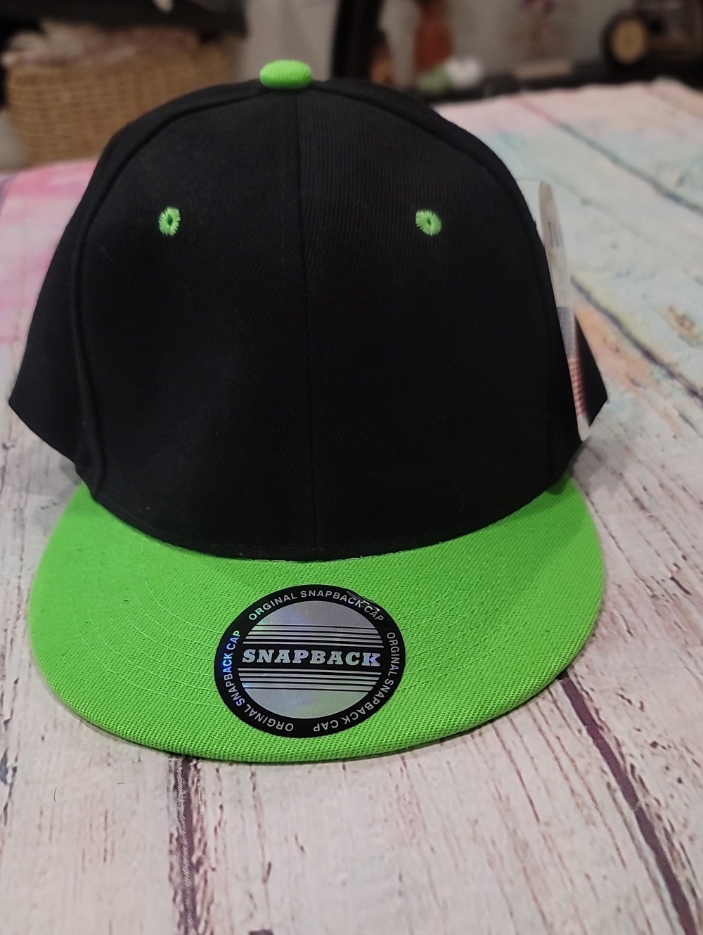 Lime Green And Black Snapback Hat